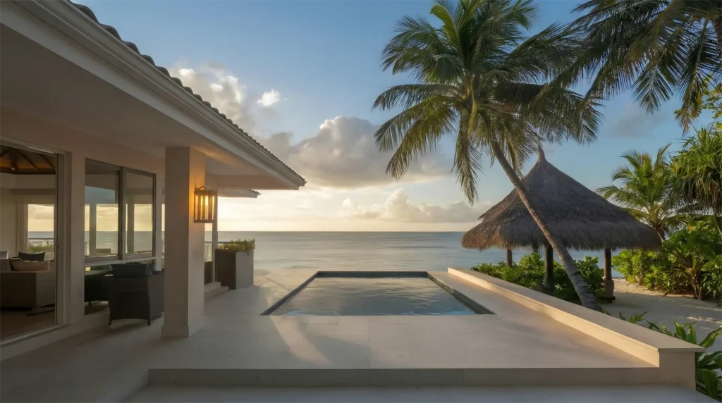 Panorámica hacia la playa desde casa en Republica Dominicana